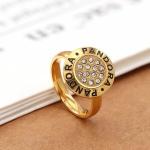 Gold Ring with Clear Accents size 9